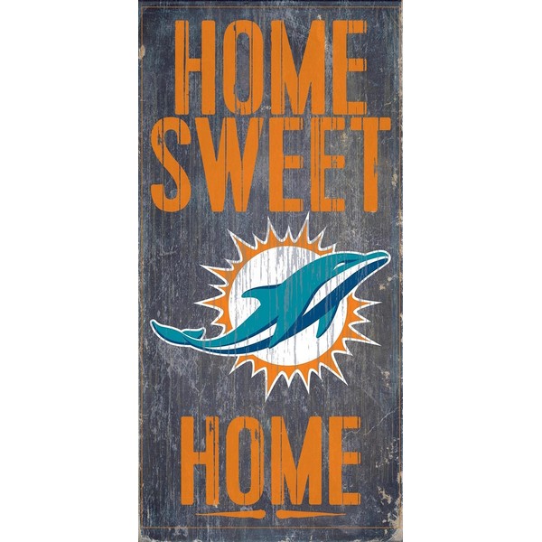 Fan Creations - Miami Dolphins Wood Sign - Home Sweet Home 6"x12"