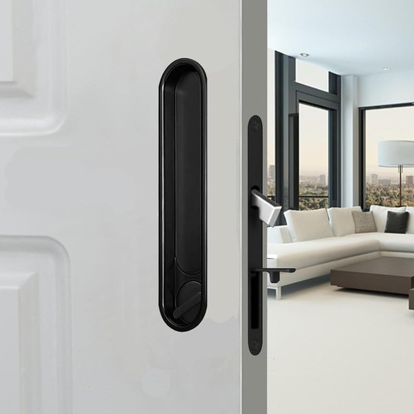 AcxdJnye Privacy Pocket Door Lock Hardware with Pull,Recessed Sliding Door