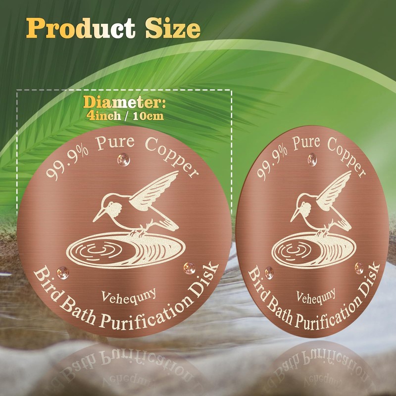 Vehequny Copper Disc for Bird Bath – 99.99% Pure Copper