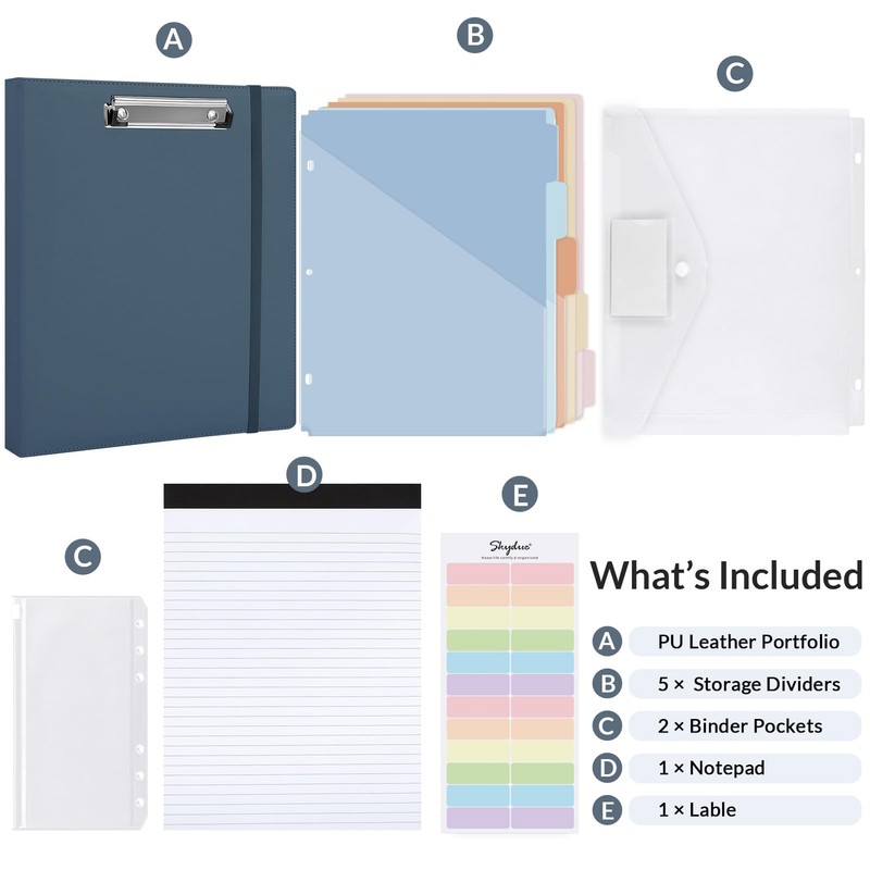 SKYDUE 3 Ring Binder with Clipboard 1 Inch, 13.2" ×