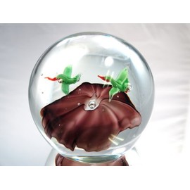 Tripact Inc M Design Art Handcraft Glass Dark Blue Flower Ball Handmade Paperweight