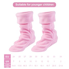 Fadcaer Kids Winter Warm Lined Welly Socks Fleece Welly Socks For Kids Childrens Thermal Winter Fleece Welly Wellington Boot Liners Socks Warm Rain Boot Liners for Boys and Girls (Pink 17cm)