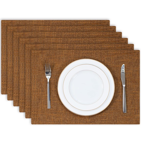Kevin Textile Faux Linen Heat Resistant Placemats for Dining Table