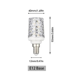E12 LED Bulbs,Modern Craft Crystal lamp,4000K Natural Light 18W LED Light Bulbs Equivalent 100W,360° Beam Angle,AC 85-265V, Small Edison Screw SES LED Corn Lamp, Not Dimmable(4 Pack)