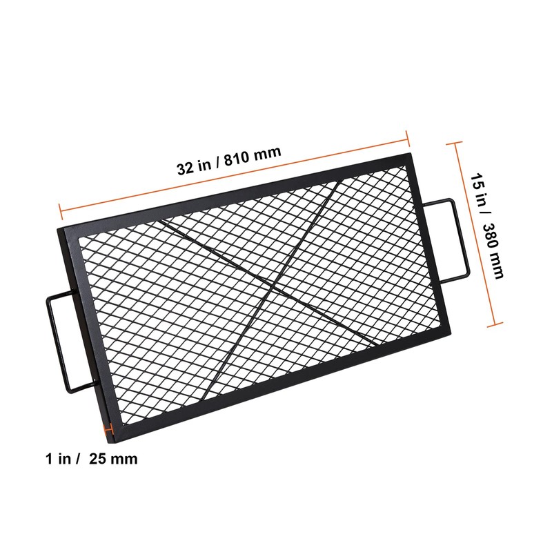 Happybuy X-Marks Fire Pit Grill Grate, Rectangle Cooking Grate, Heavy