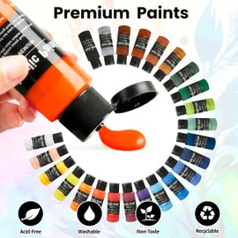 24 Colors (2oz/60ml) Acrylic Paint Set, 24 PCS Art Craft Paints Gifts for Adults Kids Artists Beginners, Christmas Tree Painting Kit Art Supplies