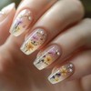 24Pcs Flower Press on Nails Medium Ballet Shaped Full Cover