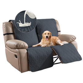 Waterproof Recliner Loveseat Covers 100% Protection Recliner Covers 2 Seater Non-Slip Sofa Covers Washable Furniture Protectors Recliner Cover for Kids Pet Dog【 Dark Grey】