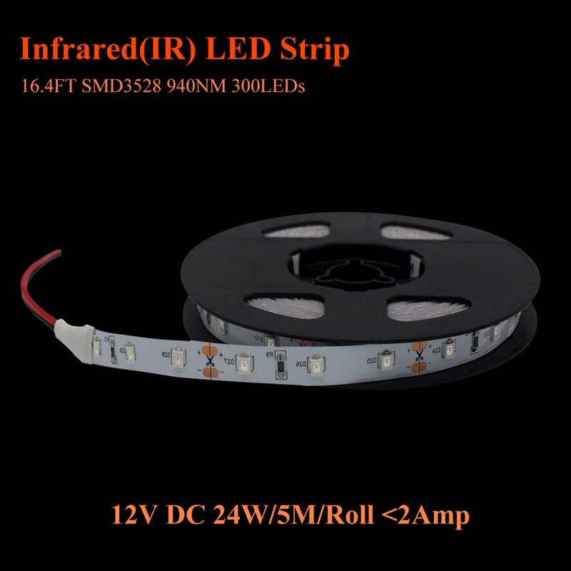 Infrared (940nm) LED Light Strip 16.4ft/Reel DC12V Single Chip Flexible
