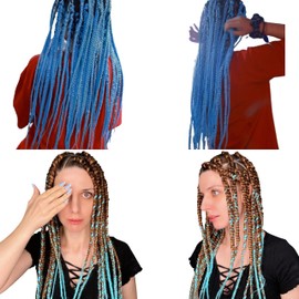 Braiding Hair Extension Jumbo Ombre Colorful for Crochet Braiding 3 Packs (High temperature, Synthetic Fiber, 24 inches)（Baby blue)