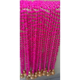 Indian Handmade Pom Pom Garland bells 5 feet approx pack of 5 garlands mixed colours diwali decor