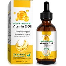 BRXFQFVE Vitamin E Oil for Skin 75,000 IU - Organic Vitamin E Oil for Scars - Help for Moisturizing Dry Skin - 2 Oz