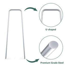 labworkauto Galvanized Garden Staples Landscape Ground Nails Stakes Pins Spikes Pegs U-Shaped 6 11 Gauge Steel Fit for Securing Weed Barrier Fabric Landscape Ground Cover Lawn 500pcs