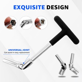 Glow Plug Socket Set Metal Glow Plug Removal Tool T Bar Wrench Extractor Kit Reliable Easy to Use 8mm 10mm 12mm for Repairs Cars..(silver)