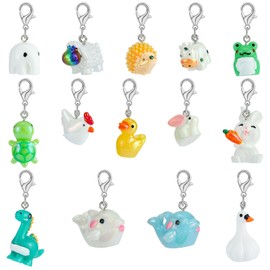 BEEFLYING 16 Style Animal Stitch Marker Charm for Crocheting and Knitting, Resin Crochet Knit Stitch Marker Pendant with Lobster Clasp for Knitting Crocheting Sewing Accessories