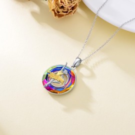 Kvgogo White Gold Plated Silver Hollow Ballet Circular Colorful Crystal Pendant Elegant Necklace for Woman Be Strong and Be Yourse