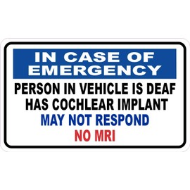StickerTalk Driver is Deaf Has a Cochlear Implant Magnet, 5 inches by 3 inches