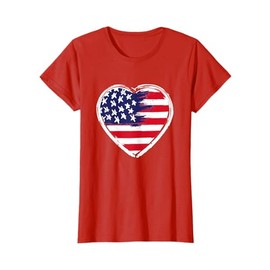 Heart US Flag 4th of July Patriotic American Stars Stripes T-Shirt