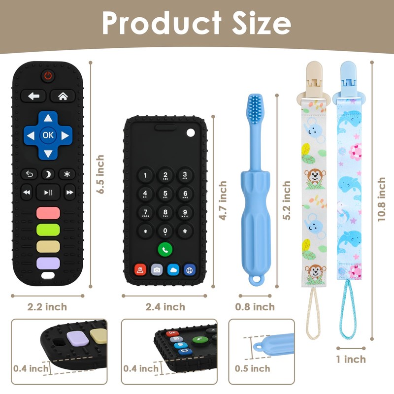 ZOEDO Baby Teething Toys, Remote Control Shape Teething Toys, Cell