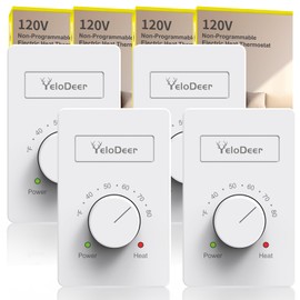 4 Pcs 120 V Only 4-Wire Manual Electric Baseboard Heater Thermostat for Home, YeloDeer
