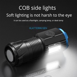MODOAO Flashlight 3 LED Ultra Strong Light COB LED Flashlight USB Rechargeable Battery with Pen Clip and Tail Magnet for Hiking, Camping, Walking