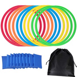 Rakucamp Ken Kempa Rings, Colorful Set, Exercise Play, Ken Ken Ken Pauling Rings, Diameter: 11.0 inches (28 cm), 15.0 inches (28 cm), 15.0 inches (48 cm), For Children to Improve Motor Skills, Includes 10 Joints, Storage Bag (28)
