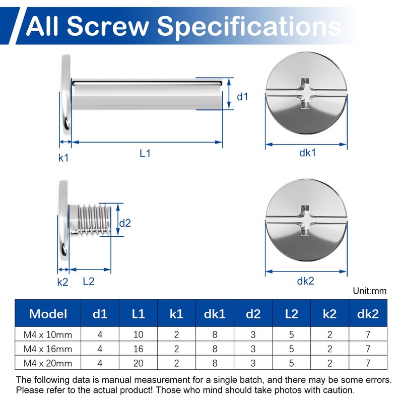 MroMax M4 Binding Screw, M4 x 16mm Nickel Plated Carbon