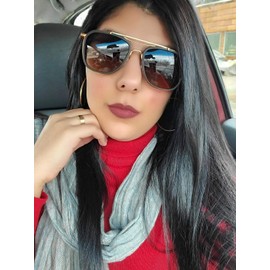 2020 VentiVenti Square Sunglasses For Women Men Polarized Double Bridge Retro Metal Frame UV Protection Matte Black Frame/Smoke Lens