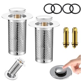Zjclx Bathroom Sink Drain Stopper for US Universal Replacement,Pop Up Drain for Bathroom Sink with Stainless Steel Filter Basket Hair Catcher, Sink Drain Strainer for 1.34-1.45 Inch