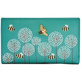 Mala Leather Moonflower Compact Purse - Bumble Bee RFID Protection (Turquoise)