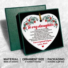 Daughter Christmas Ornament Gifts, Remember How Much You are Loved, Christmas Tree Keepsake Ornaments Gifts for Daughter from Mom Mother, Holiday Decor Christmas Tree Decorations Ornaments Sign