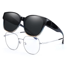 LVIOE Snap Shades Fit Over Sunglasses Solar Shields Wrap Around Over Glasses Sun Glasses Polarized UV400 Protection LS8001