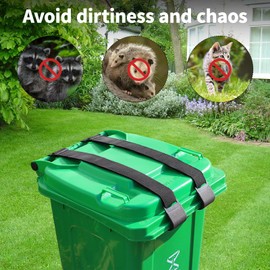 Heavy Duty Trash Can Lock Strap - Adjustable Metal Double Claw Design to Secure Garbage Can Lid, Prevent Squirrels, Dogs, Raccoons & Wind Mess - Outdoor Trash Can Lock (2 Pack)