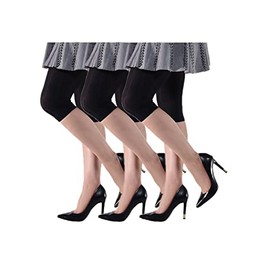 On the Go Women’s Capri Tights - Black 40 Denier Calf Length Opaque with Comfort Waistband (2 Pair Pack, Black, Size M)