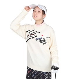 Cox Sportif LG4FST03L Women's Sweater, Embroidered, Deformable Collar, Crew Neck, Acrylic Wool, Stylish, Golf,, WH00 (white)