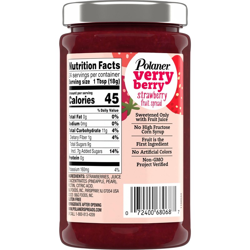 Polaner Verry Berry Fruit Spread, Strawberry, 15.25 Ounce
