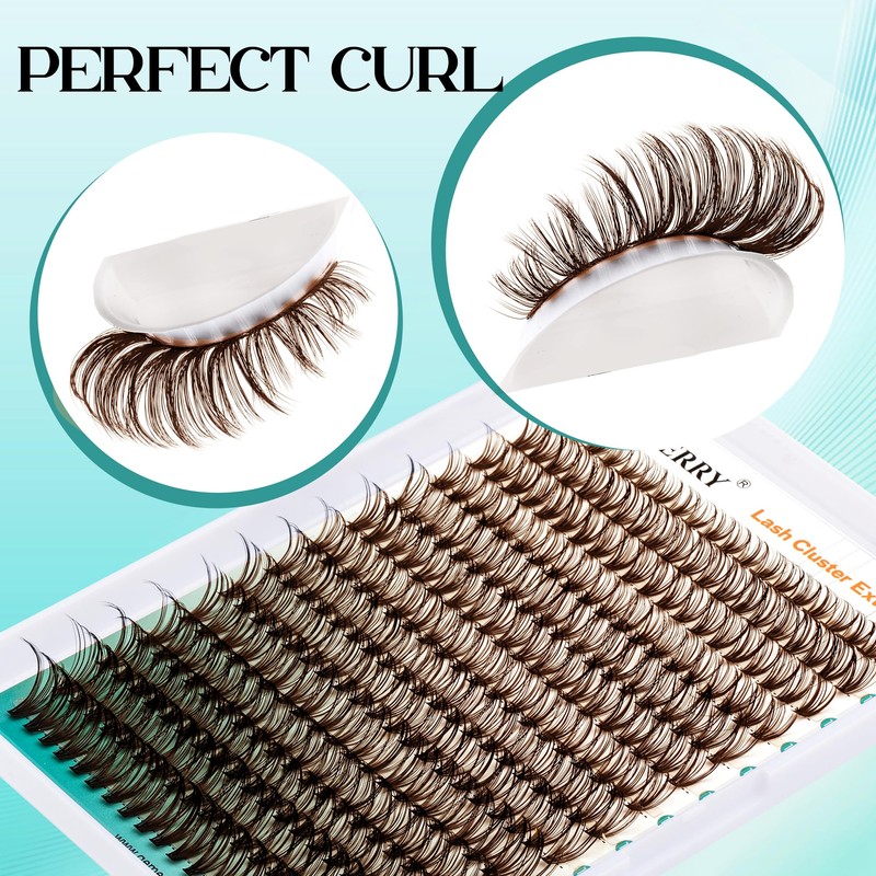 GEMERRY Brown Lash Extension Kit 30D/40D/60D/80D/100D/200D D Curl Lash Clusters