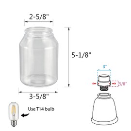 Aspen Creative 23114-3 Transitional Clear Ceiling Fan Replacement Glass Shade, 2-5/8" Fitter, 3-5/8" Diameter x 5-1/8" Height, 3 Pack