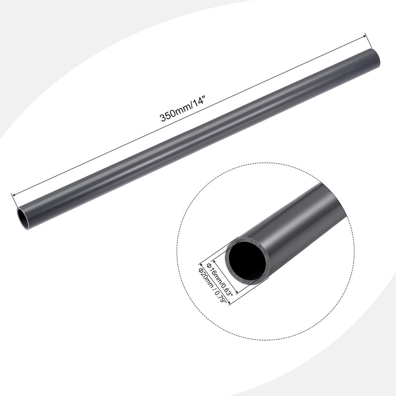 sourcing map PVC Rigid Round Pipe 16mm ID 20mm OD