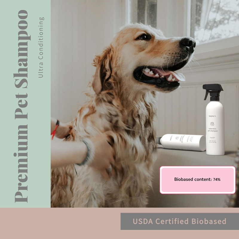 Begley's No Rinse Waterless Pet Shampoo, Bathless Cleaning, Deodorizing, and