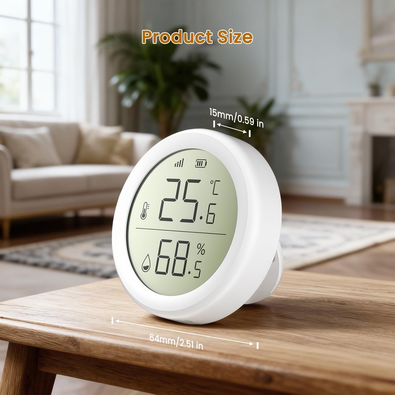 QKF Temperature and Humidity Sensor, Require Zigbee Hub, Wireless Smart