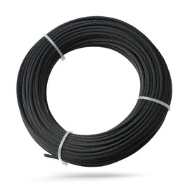 250 Feet 1/8" Black T316 Stainless Steel Cable Wire Rope Aircraft Cable Railing System Deck Cable Railing Hardware 7x7 Strand Indoor Outdoor DIY Balustrade String