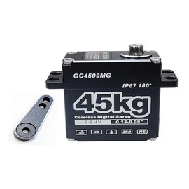 GOTECK 45KG Coreless Digital Servo, Large Torque 8.4V Full Metal Gear IP67 Waterproof Steering Servo with 25T Servo Horn for 1/6 1/8 1/10 RC Crawler Car, Robot,Boat,Truck Robot Parts (180 Degree)