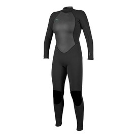 O'Neill Women's Reactor-2 3:2mm Back Zip Full Wetsuit, Lightweight Warmth and Flexibility for All Water Activities, Black/Black, 8S