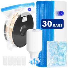 Filament Storage Bags 30PCS, 3D Filament Vacuum Bags Kit (12.6"x13.4") with Air Pump, 30 Desiccants, 5 Sealing Clips for 3D Printer Filament Storage for Filament Dryer Box