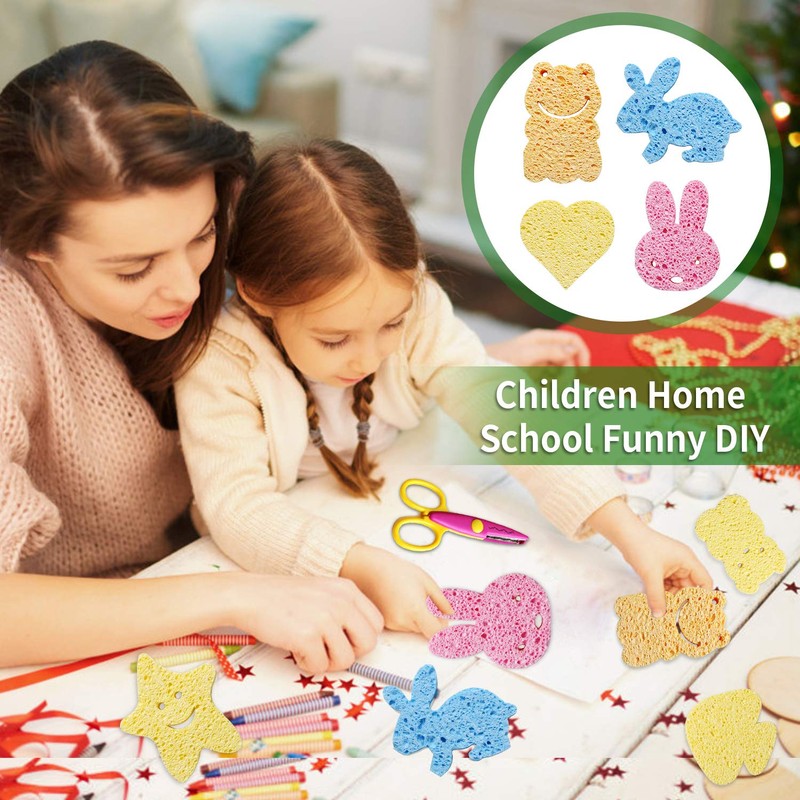 Compressed Cellulose Kitchen Sponges 12Pack，Non-Scratch Biodegradable Natural Colorful Sponge Scrub