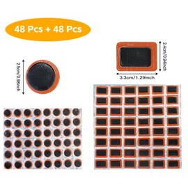 96 Pieces Square Patches and Round Patches, Bicycle Tyre Patch Set, 25 mm Bicycle Repair Kit, Bicycle Tube Repair Kit, Rubber Patches, Bicycle Tyre Repair Set for Tyres, Bicycle Inner Tube