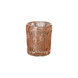 WGV Rose Gold Vintage Primrose Votive Candle Holder 2.75" x 3.25"H, Mercury Emblem Glass Tealight Candleholder, Home Accent Décor, Wedding, 6 Pc