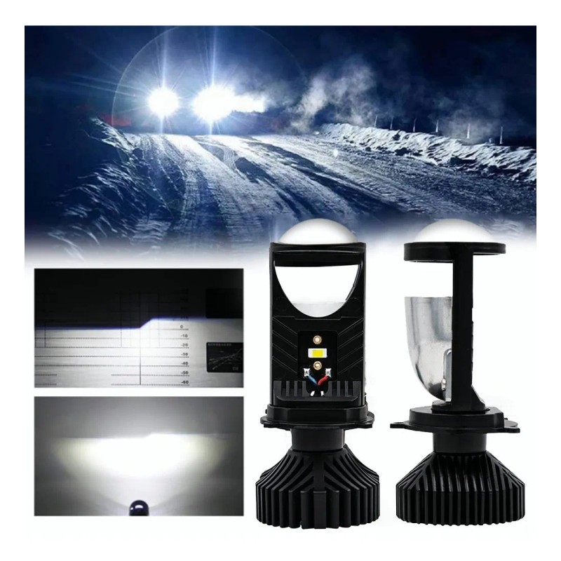 Kit Focos Led Para Coche H4/9003/hb2 Lupa Mini Proyector