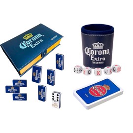Domino Corona Azul + Cubilete Corona Extra + Baraja Corona